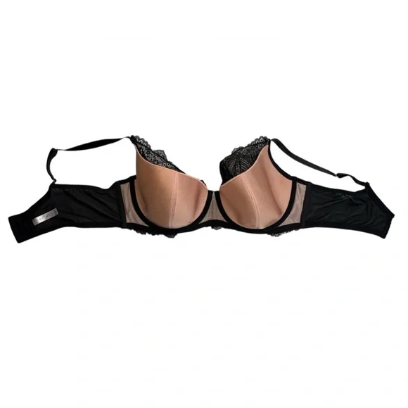 Cacique Black Pink Lightly Lined French Balconette Lace Padded underwire Bra - Picture 8 of 8
